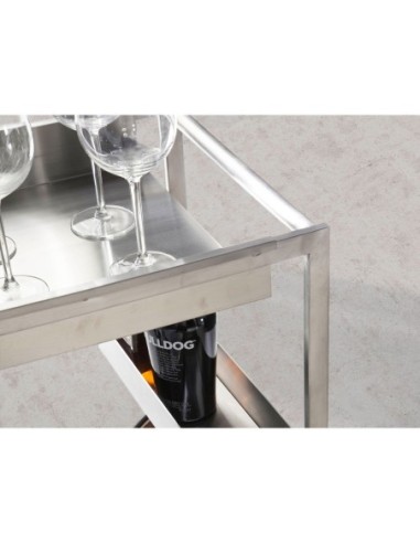 Carrito minibar acero y nogal