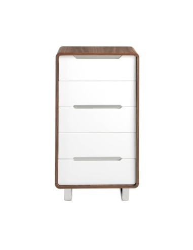 Chifonier madera blanco, nogal y acero cromado