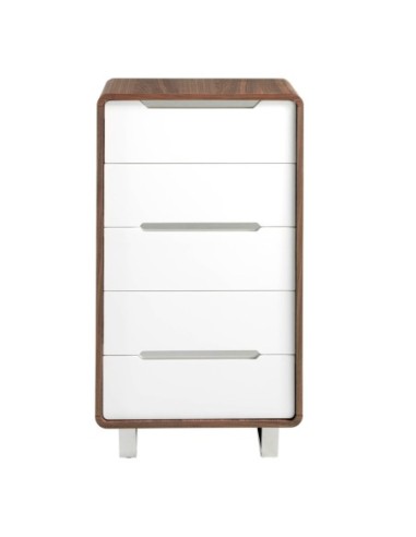 Chifonier madera blanco, nogal y acero cromado