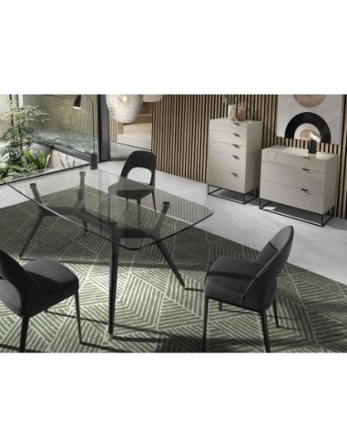 Chifonier madera gris y acero negro