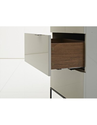 Chifonier madera gris y acero negro