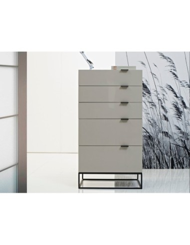 Chifonier madera gris y acero negro