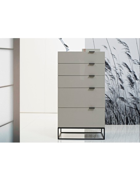 Chifonier madera gris y acero negro