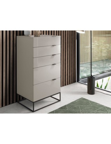 Chifonier madera gris y acero negro