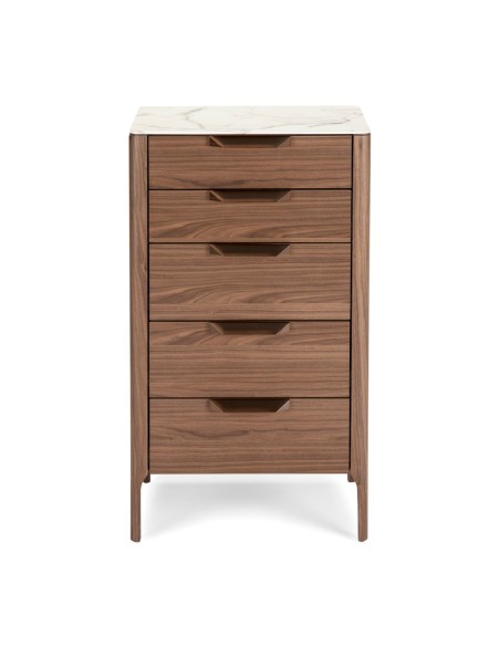 Chifonier nogal con tapa de cristal imitación mármol