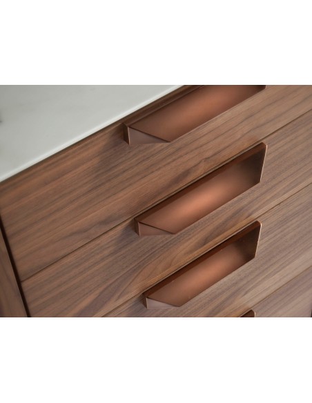 Chifonier nogal con tapa de cristal imitación mármol