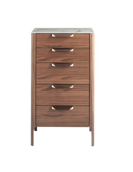 Chifonier nogal con tapa de cristal imitación mármol