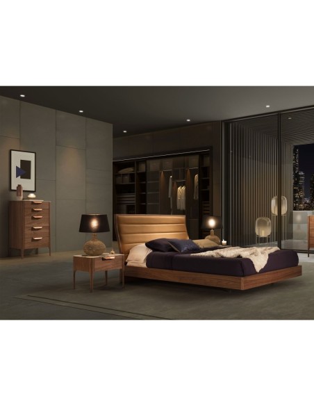 Chifonier nogal con tapa de cristal imitación mármol