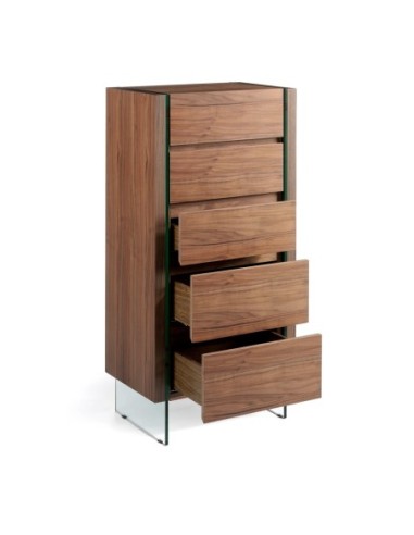 Chifonier nogal y cristal templado