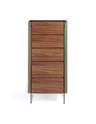 Chifonier nogal y cristal templado