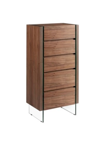 Chifonier nogal y cristal templado