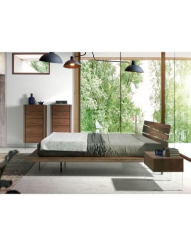 Chifonier nogal y cristal templado