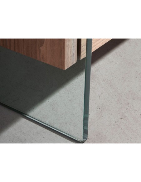 Chifonier nogal y cristal templado