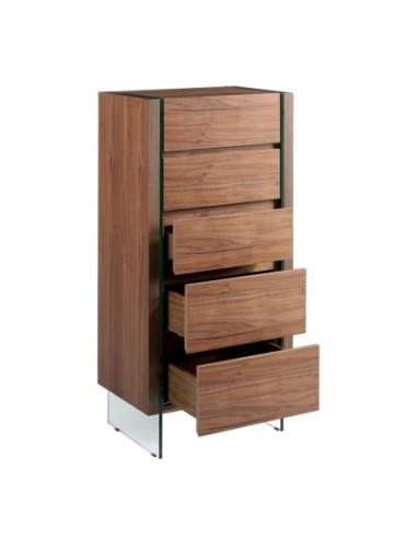 Chifonier nogal y cristal templado