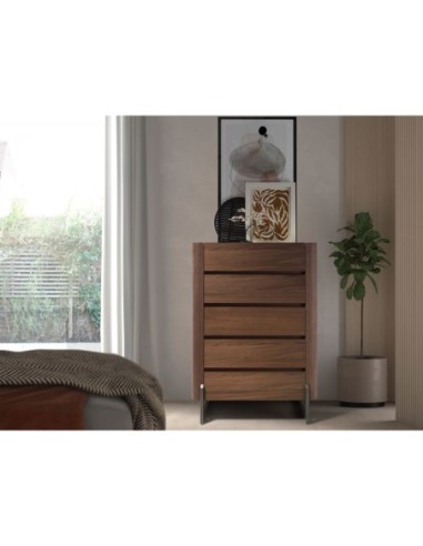 Chifonier nogal, acero visón metal y tapa de...