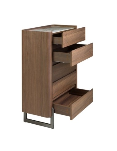 Chifonier nogal, acero visón metal y tapa de...