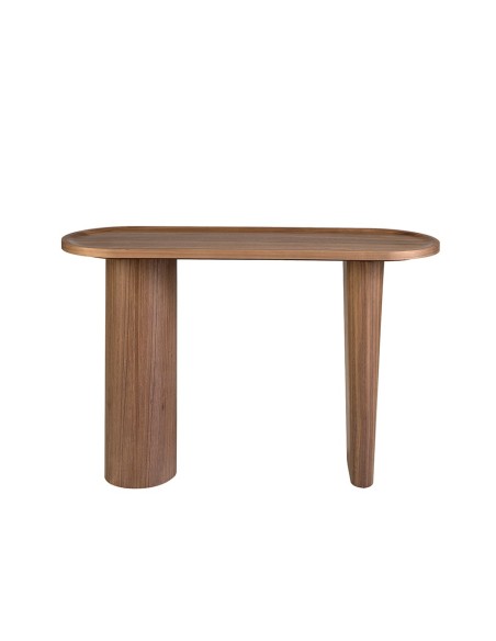 Consola ovalada medio punto nogal