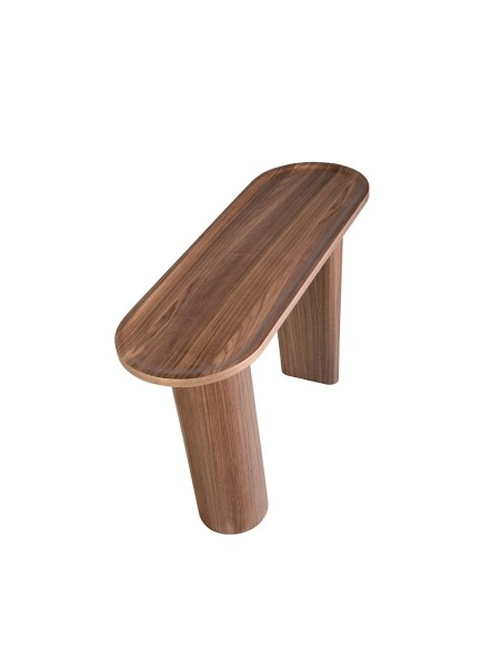 Consola ovalada medio punto nogal