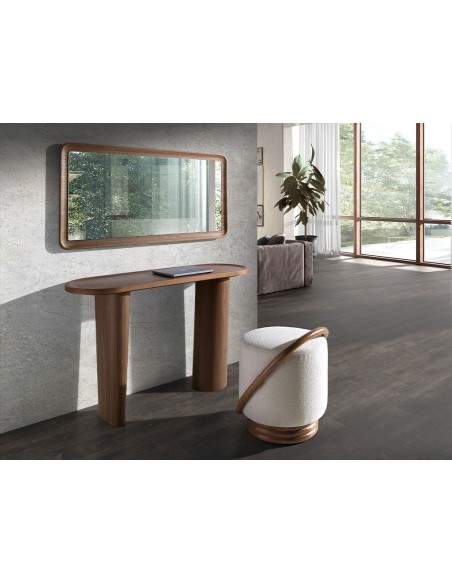 Consola ovalada medio punto nogal