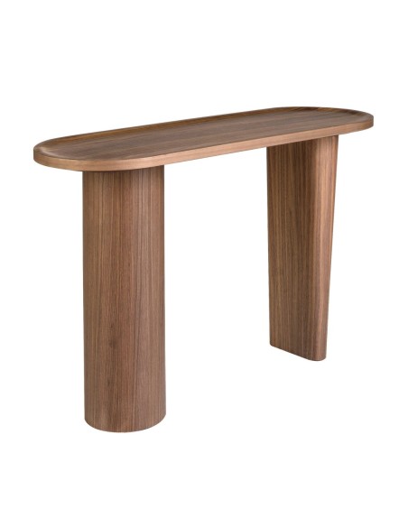 Consola ovalada medio punto nogal