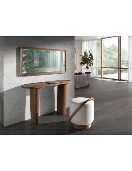 Consola ovalada medio punto nogal