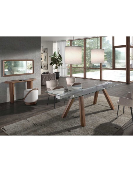 Consola ovalada medio punto nogal