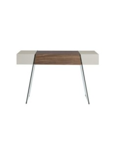 Consola rectangular madera gris, nogal y cristal templado 2