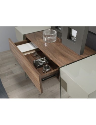 Consola rectangular madera gris, nogal y...