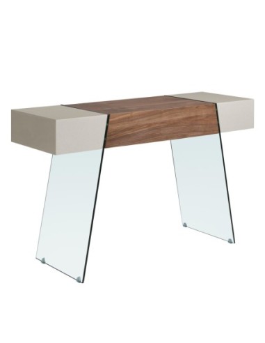 Consola rectangular madera gris, nogal y...