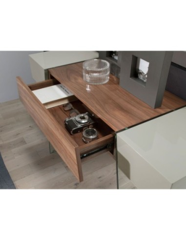 Consola rectangular madera gris, nogal y...