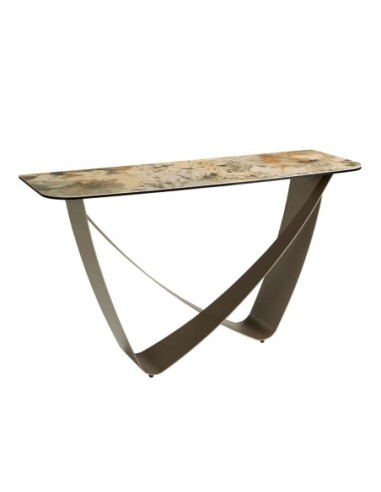 Consola rectangular mármol porcelánico y acero...
