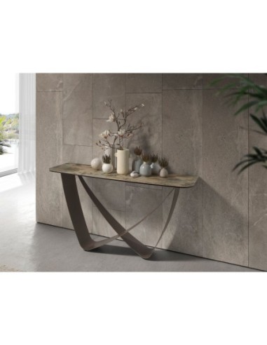 Consola rectangular mármol porcelánico y acero...