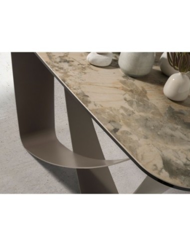 Consola rectangular mármol porcelánico y acero...