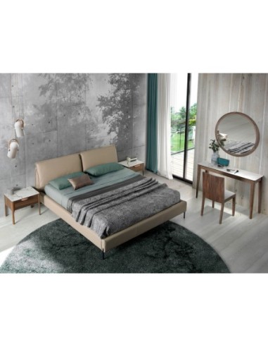 Consola rectangular mármol porcelánico y nogal