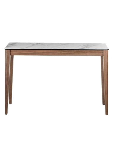 Consola rectangular mármol porcelánico y nogal