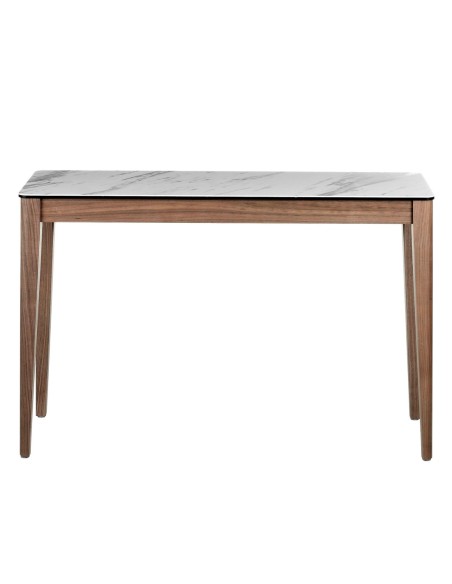 Consola rectangular mármol porcelánico y nogal