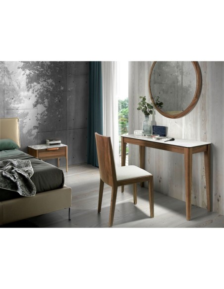 Consola rectangular mármol porcelánico y nogal