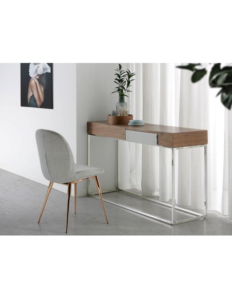 Consola rectangular nogal y acero cromado
