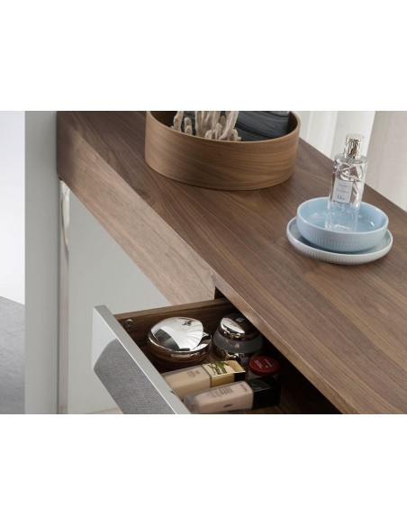 Consola rectangular nogal y acero cromado