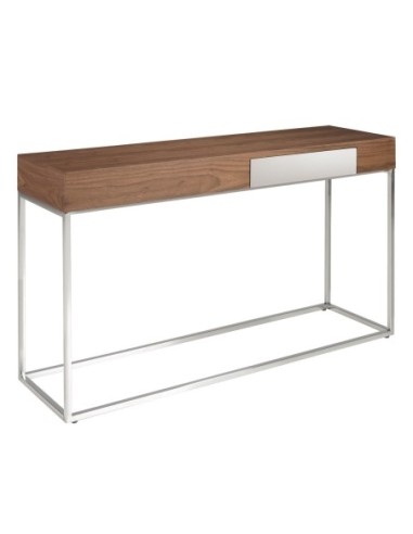Consola rectangular nogal y acero cromado