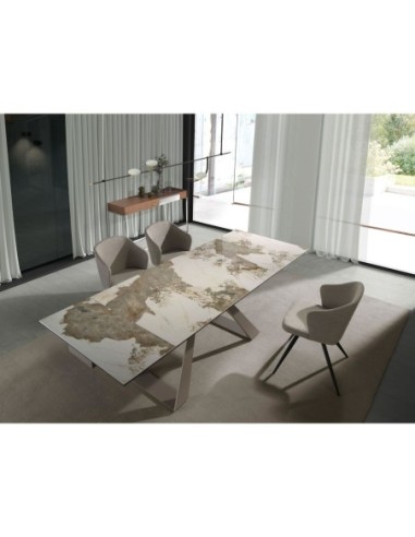 Consola rectangular nogal y acero cromado