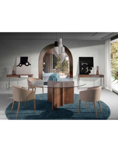 Consola rectangular nogal y acero cromado