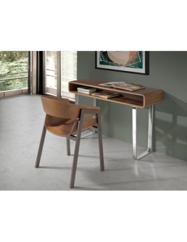 Consola rectangular nogal y acero cromado