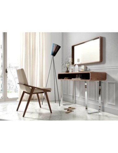 Consola rectangular nogal y acero cromado