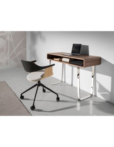 Consola rectangular nogal y acero cromado