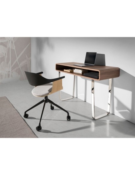 Consola rectangular nogal y acero cromado