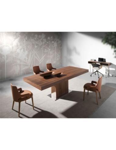 Consola rectangular nogal y acero cromado