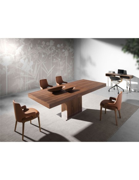 Consola rectangular nogal y acero cromado