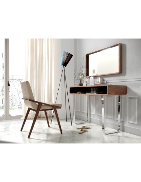 Consola rectangular nogal y acero cromado