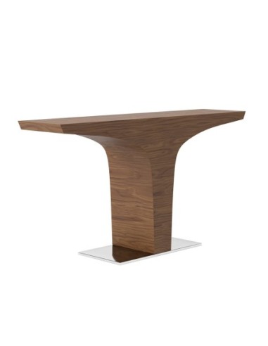 Consola rectangular nogal y base acero cromado